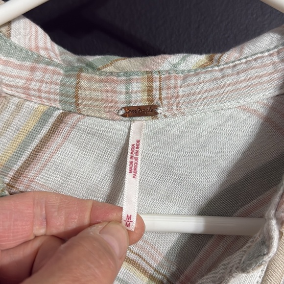 Free People Nordic Day Plaid Tie-Hem Long Sleeve Shirt Size: M - Picture 5 of 11